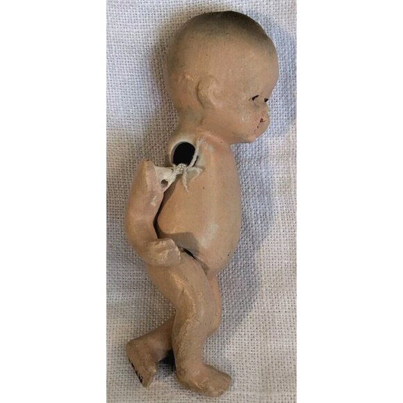 Bisque Jointed Baby Doll Japan Stringed Stamped Mouth Miniature Porcelain Vtg 4" - Picture 7 of 16